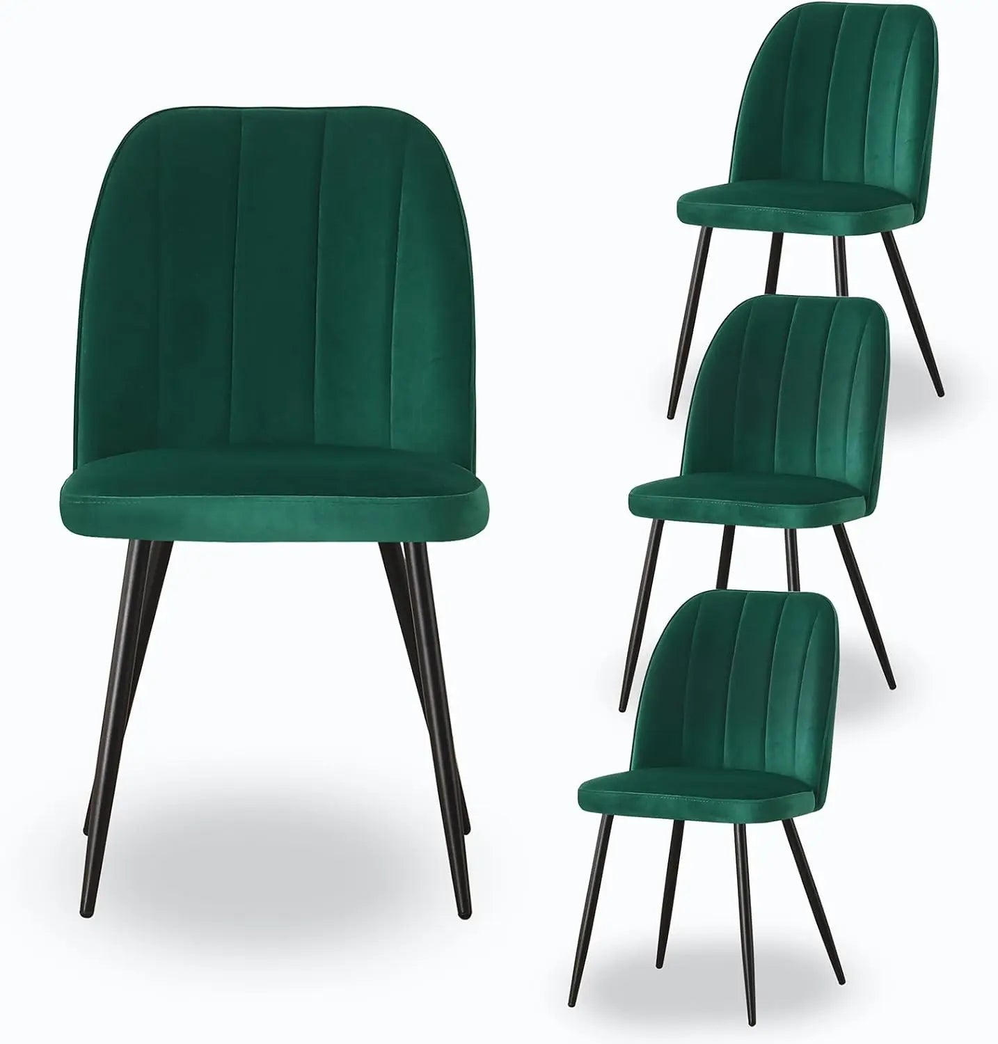 Edinburgh Velvet Dining Chairs Set (2/4) – Ergonomic Design with Matte Metal Legs