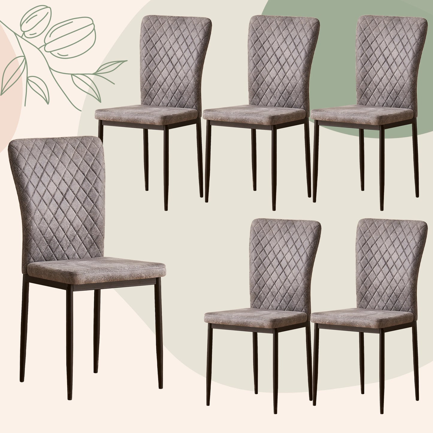 Kensington Luxury Velvet Dining Chairs Set of 6 – Chrome Legs