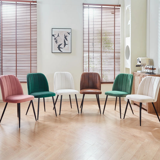 Edinburgh Velvet Dining Chairs Set (2/4) – Ergonomic Design with Matte Metal Legs