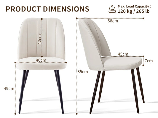 Edinburgh Velvet Dining Chairs Set (2/4) – Ergonomic Design with Matte Metal Legs